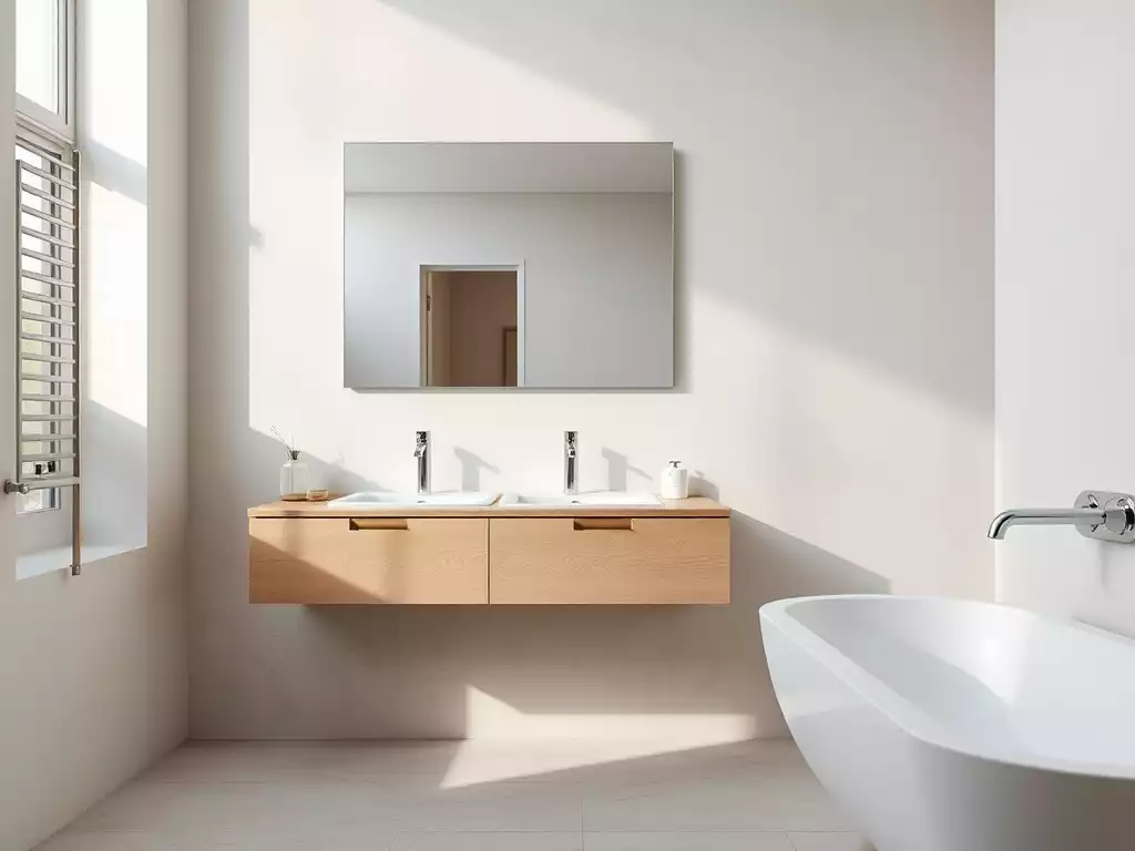 Modern bathroom with floating vanity and sleek fixtures